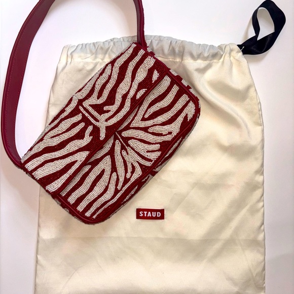 STAUD Tommy Beaded Bag Scarlet White - Picture 2 of 6